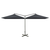 Podwójny parasol ogrodowy, stalowy słupek, antracyt, 600x300 cm