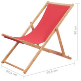 vidaXL Składany leżak plażowy, tkanina i drewniana rama, czerwony