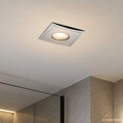 Nowoczesna oprawa wpuszczana MR16 do łazienki SH-05 CH srebrna hermetyczna IP65 + oprawka GU10 LED