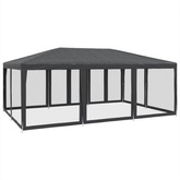 Namiot imprezowy z 10 ścianami z siatki, antracyt, 6x4 m, HDPE
