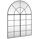 vidaXL Lustro ścienne, czarne, 100x130 cm, zakończone łukiem, żelazo