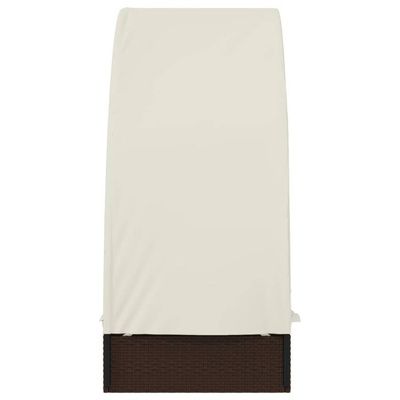 vidaXL Leżak z półokrągłym daszkiem, brązowy, 211x57x140 cm, rattan PE