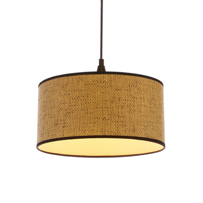 Anaka Lampa Wisząca Czarny 1X40W E27 Abażur Plecionka Beżowo-Brązowa