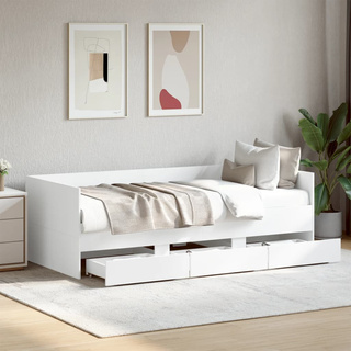 Łóżko dzienne z szufladami, bez materaca, białe, 90x190 cm model standard