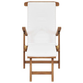 vidaXL Leżak z poduszką, kolor śmietankowy, lite drewno tekowe