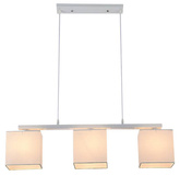 Lampa wisząca z abażurem Boho biała z beżowym tkanym abażurem potrójna do salonu