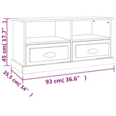 vidaXL Szafka pod TV, biała, 93x35,5x45 cm, materiał drewnopochodny