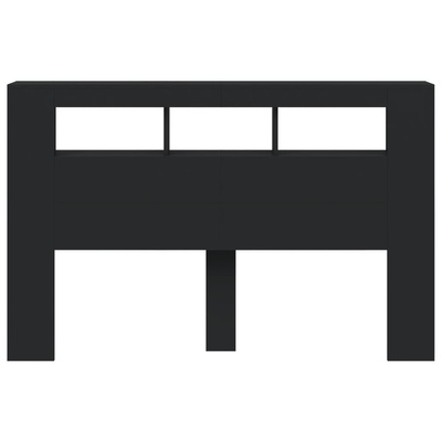 Wezgłowie łóżka z LED, czarne, 160x18,5x103,5 cm