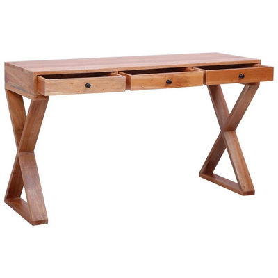 vidaXL Biurko komputerowe, naturalne, 132 x 47 x 77 cm, lity mahoń