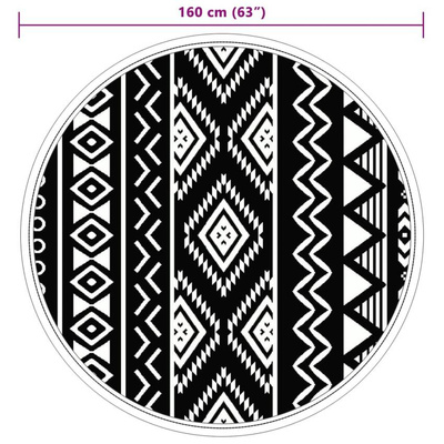 vidaXL Dywan na zewnątrz, czarny, Ø160 cm, PP