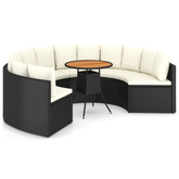 7-częściowa sofa ogrodowa z poduszkami, rattan PE, czarna