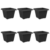 Kwadratowa doniczka na kwiaty 6 pcs Czarny 28,5 x 28,5 x 22 cm