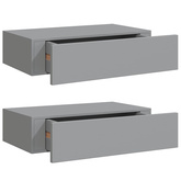 vidaXL Półki ścienne z szufladą, 2 szt., szare, 40 x 23,5 x 10 cm, MDF