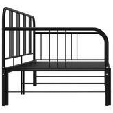 z wysuwaną ramą łóżka, czarna, metalowa, 90x200 cm Sofa