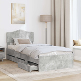 Ramka łóżka Betonowy szary 75 x 190 cm Drewno inżynieryjne