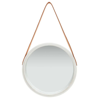 vidaXL Lustro ścienne na pasku, 40 cm, srebrne