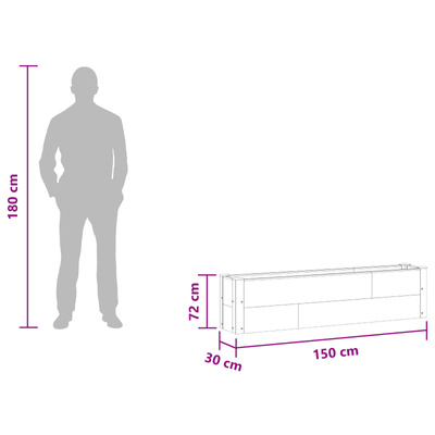 Podniesiona rabata ogrodowa Czarny 150 x 30 x 36 cm