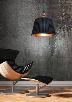 Lampa wisząca z abażurem Amore czarno-miedziana do salonu E27