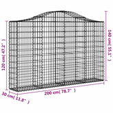 Kosze gabionowe, 2 szt, 200x30x120/140 cm, galwanizowane żelazo