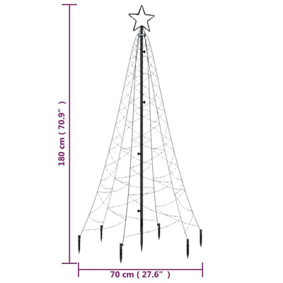 vidaXL Choinka z kołkiem gruntowym, 200 kolorowych LED, 180 cm