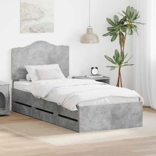 Ramka łóżka Betonowy Szary 90 x 200 cm Drewno inżynieryjne