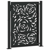 Brama ogrodowa czarna 100x125 cm Stalowy wzór płomienia
