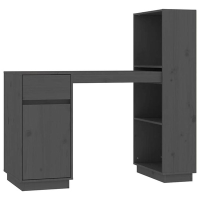 vidaXL Biurko, szare, 110x53x117 cm, lite drewno sosnowe