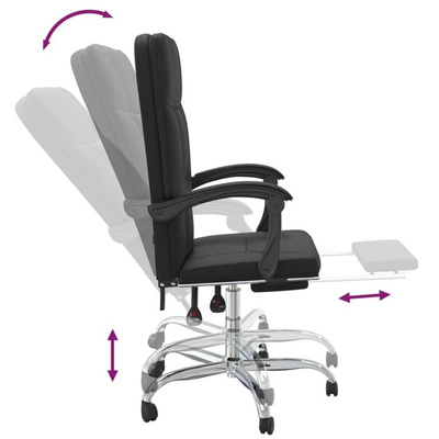 vidaXL Rozkładany fotel biurowy, czarny, sztuczna skóra model standard