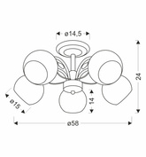 Lampa wisząca Cromat metalowo-szklana 5-punktowa z grafitowymi kloszami