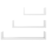Półki ścienne, 3 szt., wysoki połysk, białe