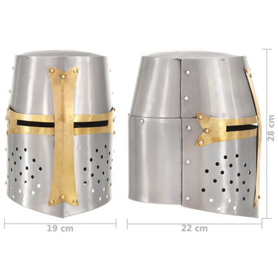 Replika średniowiecznego zabytkowego hełmu, LARP, srebrna stal