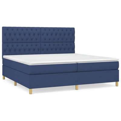 Łóżko kontynentalne z materacem, niebieskie, tkanina 200x200 cm vidaXL