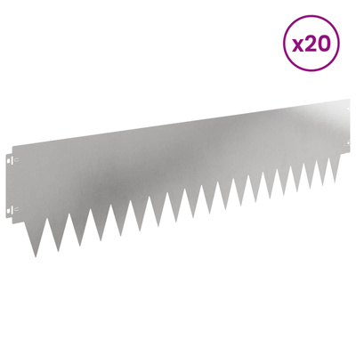 Krawężnik do trawnika 20 szt. 103 x 25 cm Stal srebrny
