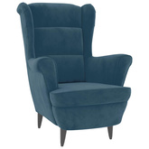 vidaXL Fotel uszak z podnóżkiem, niebieski, tapicerowany aksamitem