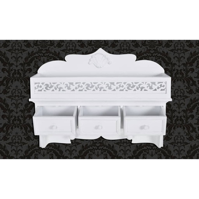 Półka ścienna z trzema szufladami i dwoma wieszakami