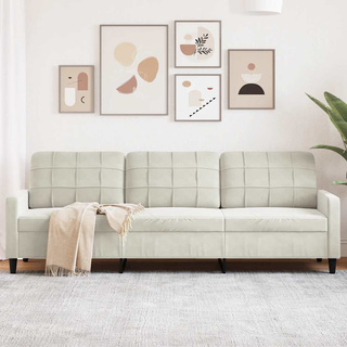 3-osobowa sofa, kremowa, 210 cm, tapicerowana aksamitem