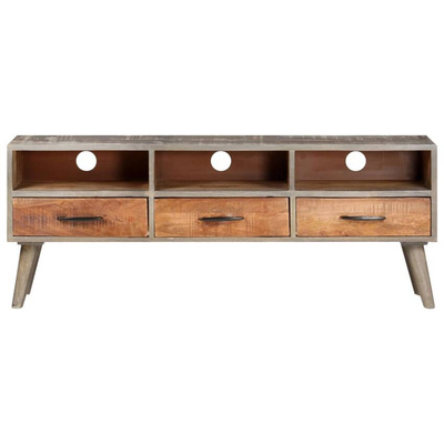 vidaXL Szafka pod TV, szara, 130x35x51 cm, lite, surowe drewno mango