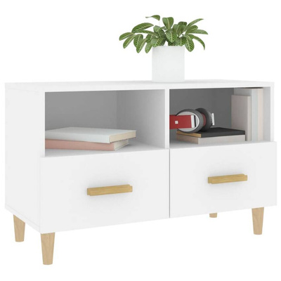 vidaXL Szafka pod TV, biała, 80x36x50 cm, materiał drewnopochodny wariant 8
