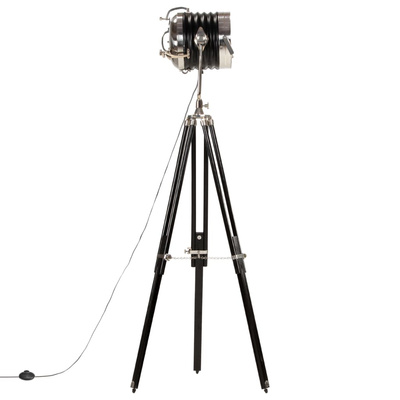 Lampa podłogowa na trójnogu, czarna, lite drewno mango, 171 cm
