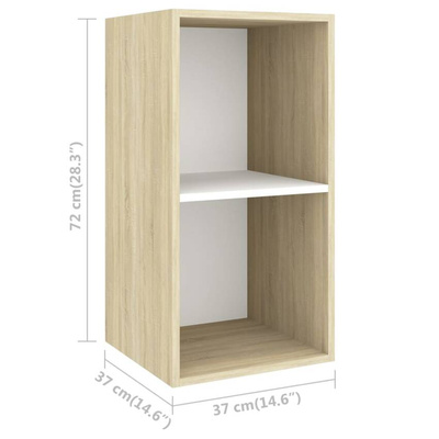 vidaXL Wisząca szafka pod TV, dąb sonoma i biel, 37x37x72 cm