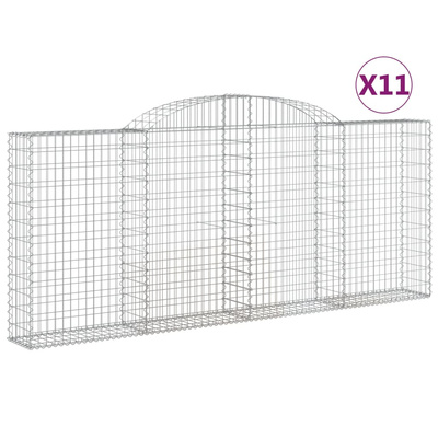 Kosze gabionowe, 11 szt, 300x30x120/140cm, galwanizowane żelazo