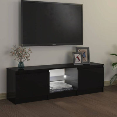vidaXL Szafka pod TV z oświetleniem LED, czarna, 120 x 30 x 35,5 cm