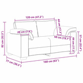 Sofa dwuosobowa Czarny 160 cm tkanina