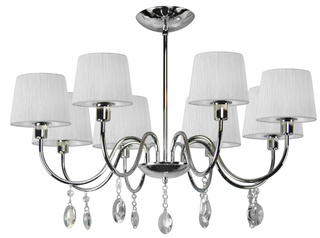 Lampa wisząca Sorento z abażurem 8-punktowa srebrna do salonu E14