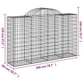 Kosze gabionowe, 20 szt, 200x50x120/140cm, galwanizowane żelazo