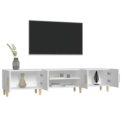 Szafka RTV Biała 180x31,5x40 cm Drewno klejone
