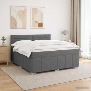 Łóżko z box spring LED z materacem ciemnoszary 180 x 200 cm