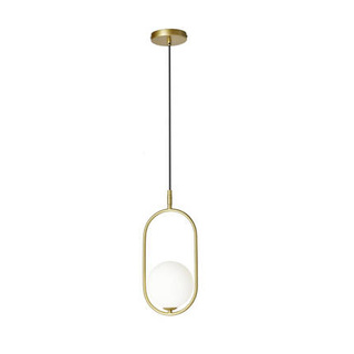 Lampa wisząca CORDEL elegancka - złoty mosiądz z białym kloszem kulką - nowoczesne oświetlenie sufitowe salonu i łazienki 1x G9 LED
