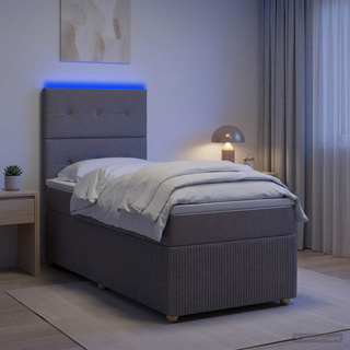 Łóżko z box spring LED z materacem Ciemnoszary 100 x 200 cm
