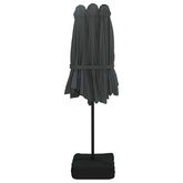 Podwójny parasol ogrodowy z LED, antracytowy, 449x245 cm